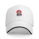 Black baseball cap with red sun and warrior graphic print