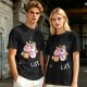 Oversized Olive T-Shirt With Sassy Unicorn Holding Coffee Print
