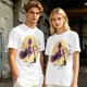 Olive t-shirt with witch flying on broom against full moon