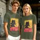 Olive t-shirt featuring Toothless dragon and Chat Noir themed text