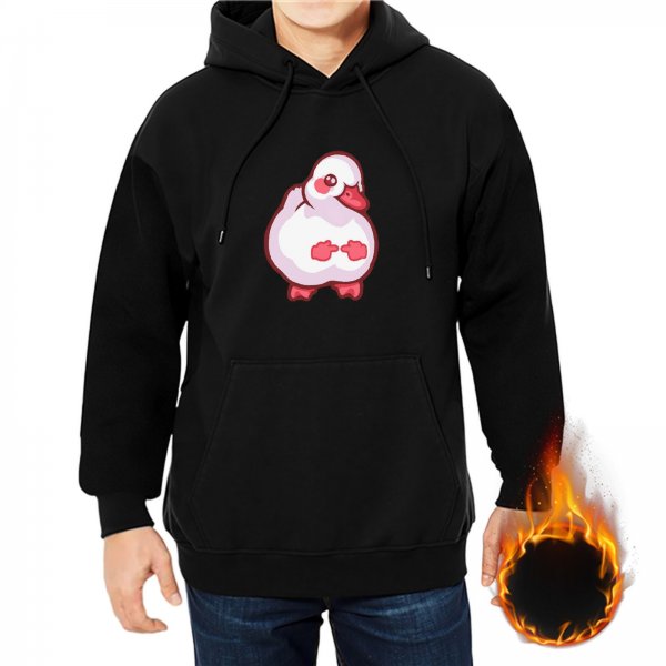Black Hoodie With Cute Pink Duck Graphic Print