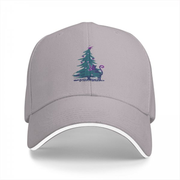 Black Baseball Cap With Decorated Christmas Tree Graphic