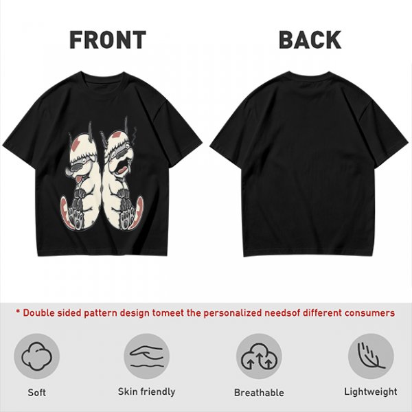 Olive T-Shirt With Two Sleepy Sky Bison Character Prints