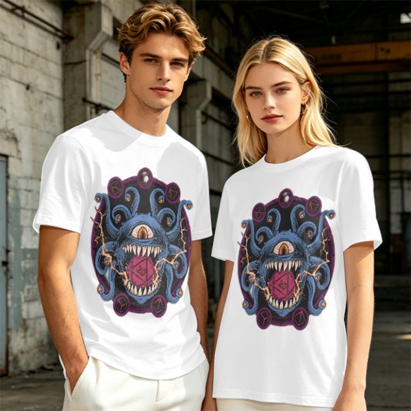 Olive T-Shirt With Dungeons & Dragons Beholder Monster Print