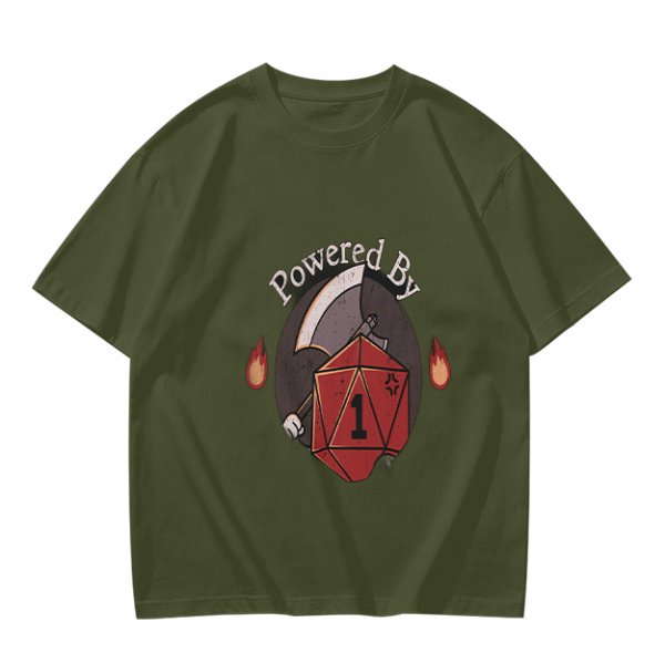 Powered By 1 D20 Dice T-Shirt For Tabletop RPG Fans