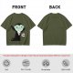 Olive T-Shirt With Tired Vampire Holding Bat Mug Graphic