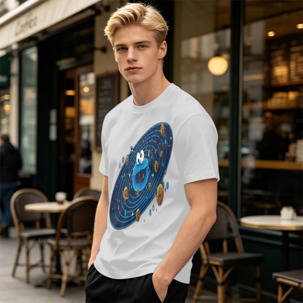Olive T-Shirt With Cookie Monster Space Galaxy Cookie Print