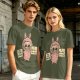 Olive T-shirt with a cute bunny monster holding You Are Great and I Believe In You signs
