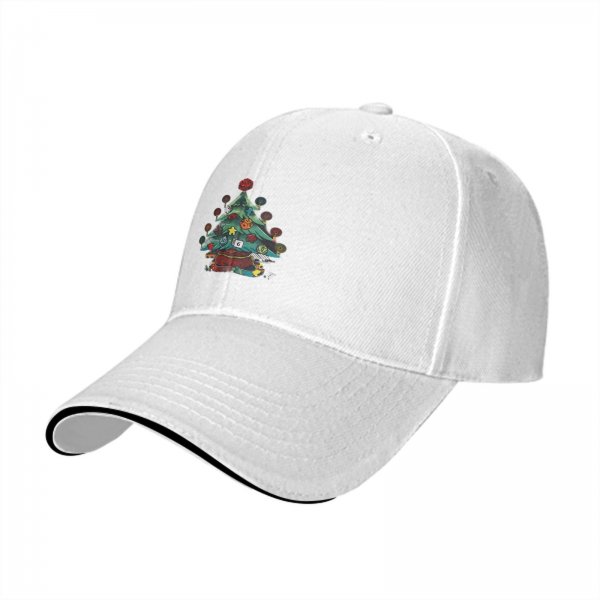 Black Baseball Cap With Christmas Tree Gaming Themed Artwork