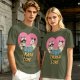 Olive Graphic T-Shirt with Raccoon and Opossum Trash Love Design