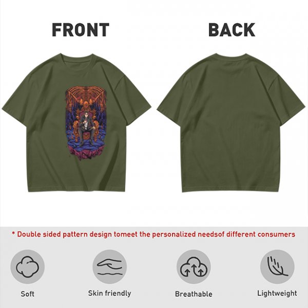 Olive Graphic T-Shirt With Dark Throne Skeleton Art Print