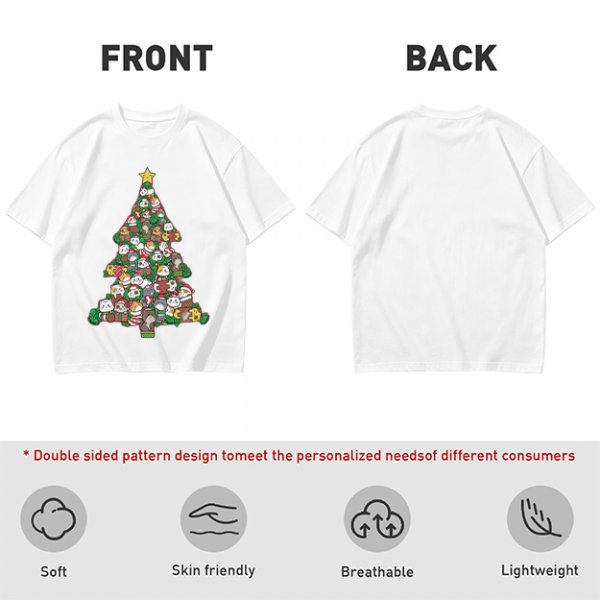 Olive T-Shirt With Cute Cat Christmas Tree Holiday Print