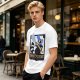 Olive green t-shirt with raccoon chef graphic and text