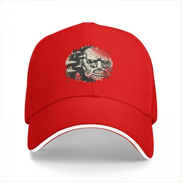 Black Baseball Cap With Distressed Horror Monster Face Graphic