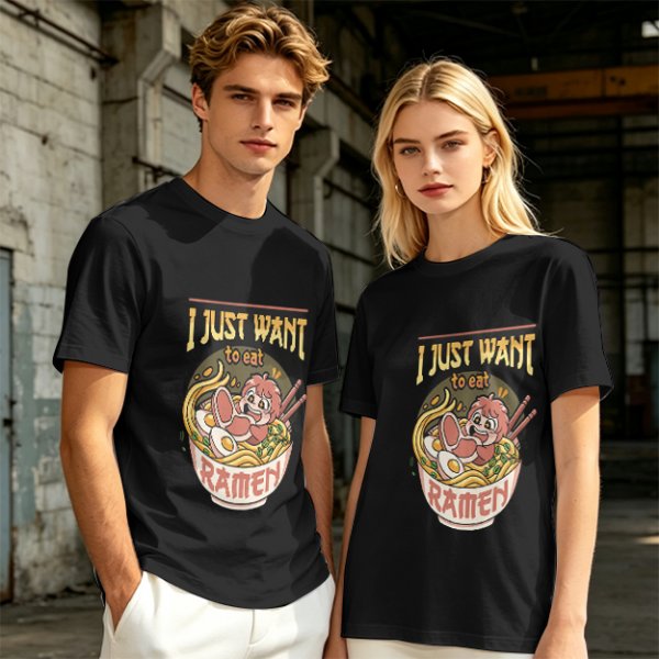 I Just Want To Eat Ramen Cute Anime Character T-Shirt