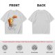 Olive T-Shirt Featuring a Relaxed Cat on a Chair with Fried Chicken Print