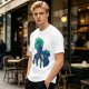 Olive Green Anime Graphic T-Shirt with Spiky Character Art