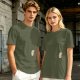Olive Green Oversized T-Shirt With Stacked Teacup Graphic