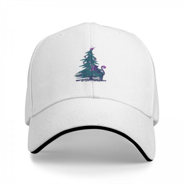 Black Baseball Cap With Decorated Christmas Tree Graphic
