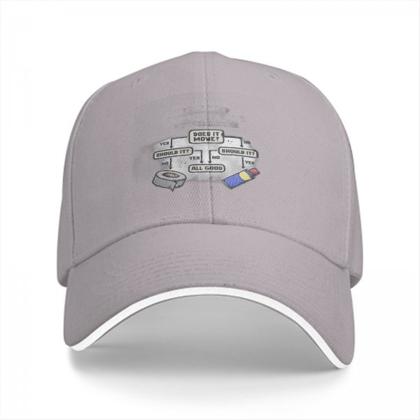 Funny Baseball Cap With Meme Flowchart Design Featuring Tape And Duct Tape