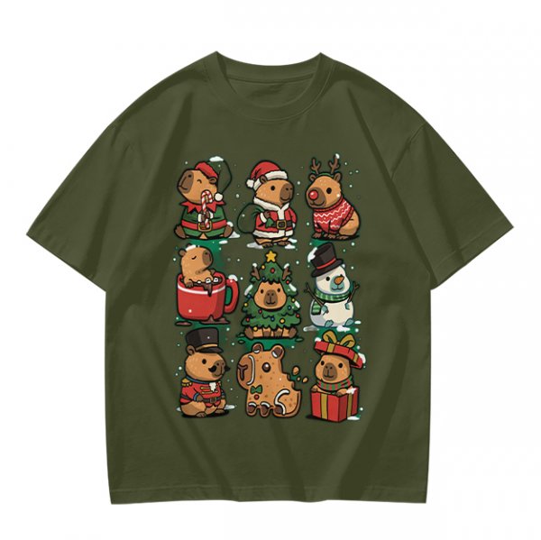 Christmas Capybara Characters Graphic T-Shirt