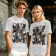 Olive T-Shirt With Day Of The Dead Cat Skull Graphic Print
