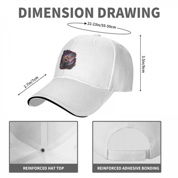 Black Baseball Cap With Anime Swordsman Character Print