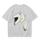 Olive T-Shirt With Surprised Cartoon Figure And Separate Face Print