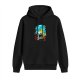 Black hoodie with vibrant anime-style nature scene graphic print