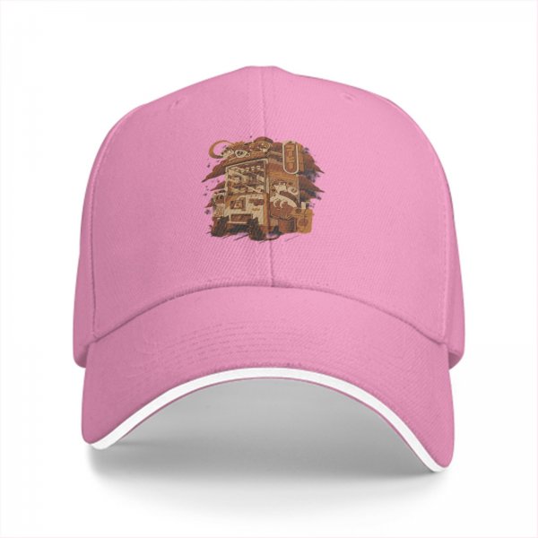 Black Baseball Cap With Japanese Themed Graphic Print