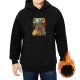 Black Hoodie With Steampunk Train Night Scene Graphic