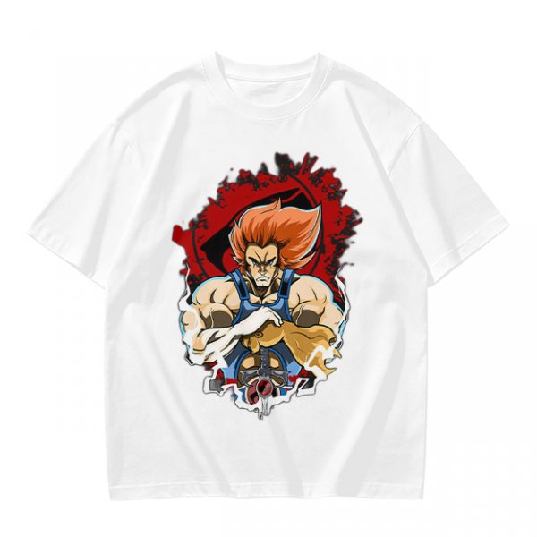 Olive T-Shirt with Retro Anime Lion Character Graphic