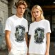 Olive T-shirt with 'More Plants Less People' Cat and Succulent Print