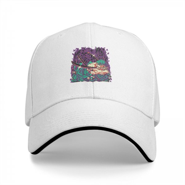 Black Baseball Cap With Anime Swordsman Graphic Print