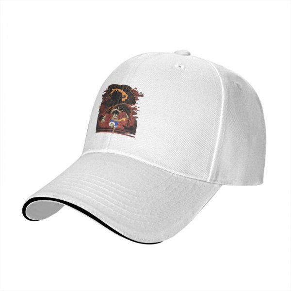 Black Baseball Cap with One Piece Luffy Straw Hat Anime Print
