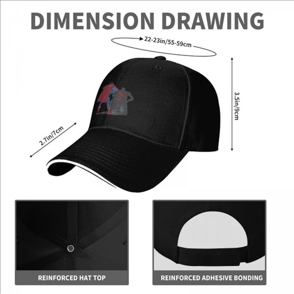 Black baseball cap with Superman and Batman shadow graphic