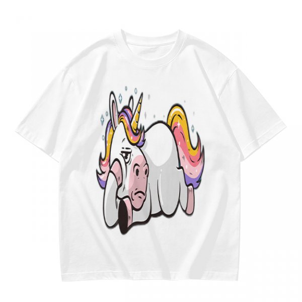 Olive T-shirt with Bored Unicorn Graphic Print
