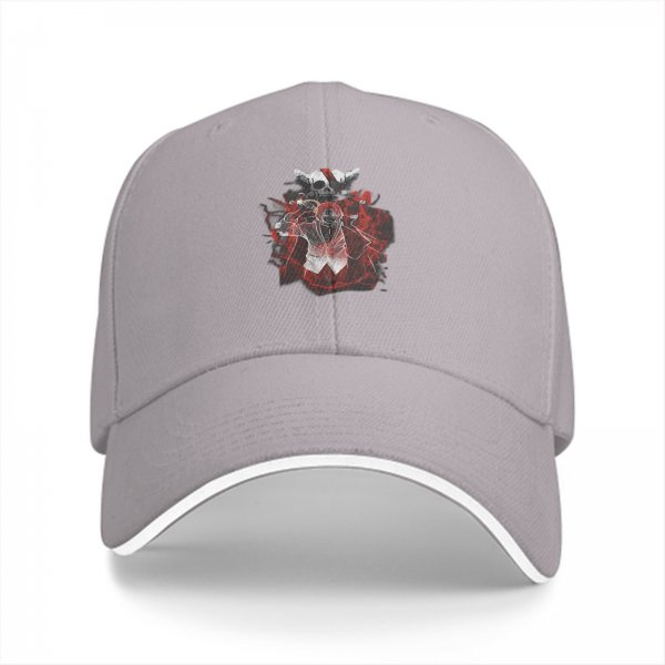 Black Baseball Cap With Skull And Red Abstract Graphic Print
