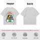 Olive green t-shirt with cat coffee cup graphic and playful text design