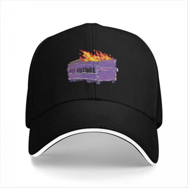 Black baseball cap with burning dumpster my future graphic