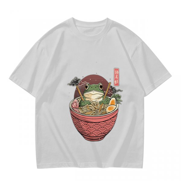 Olive T-Shirt With Frog In Ramen Bowl Japanese Art Print