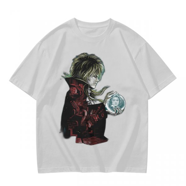Olive Green T-Shirt With Goblin King Holding Crystal Ball Art