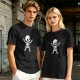 Olive green t-shirt with cute cartoon skeleton graphic