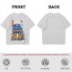 Olive t-shirt with cat ramen stall and Mount Fuji graphic