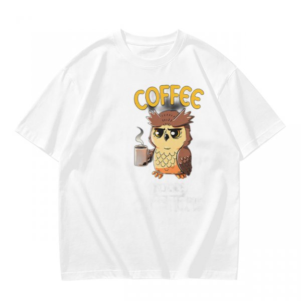 Owl Holding Coffee Mug Graphic Olive T-Shirt