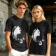 Olive T-Shirt with Yin Yang Cats and Spilled Coffee Cups Print