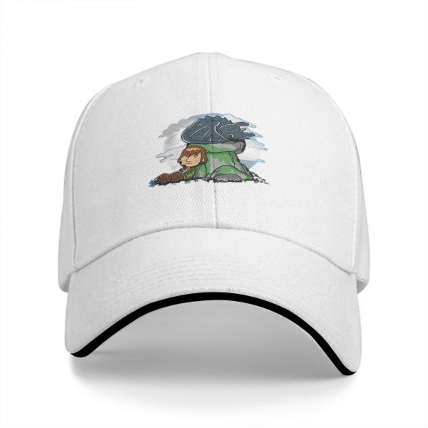 Black Baseball Cap Featuring How to Train Your Dragon Hiccup and Toothless Art