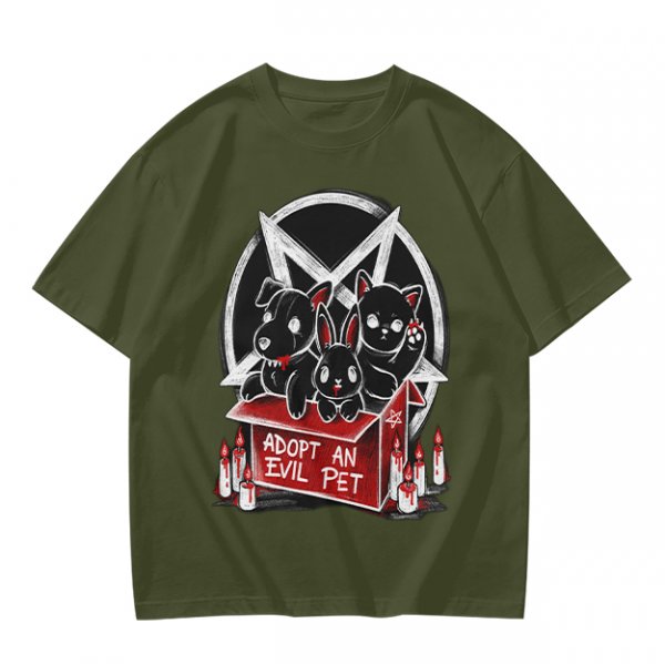 Adopt An Evil Pet T-Shirt With Pentagram And Spooky Animal Art