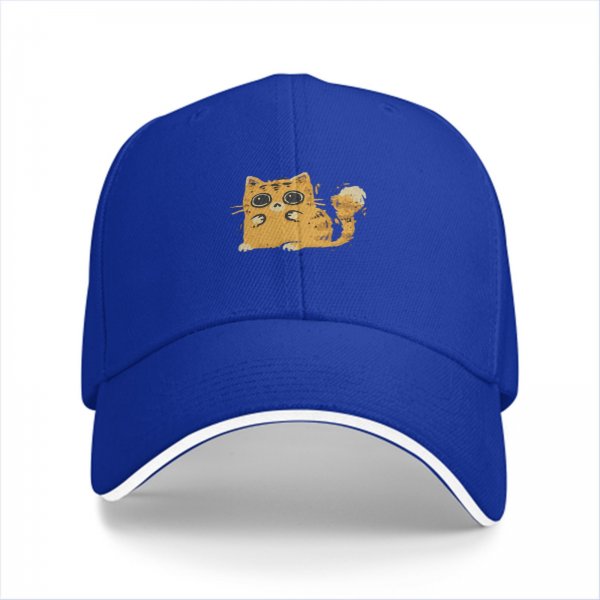 Black Baseball Cap With Cute Shocked Orange Cat Graphic