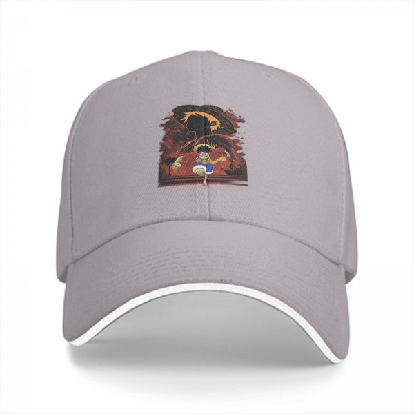 Black Baseball Cap with One Piece Luffy Straw Hat Anime Print